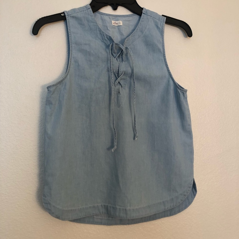 Hollister denim tie up tank top